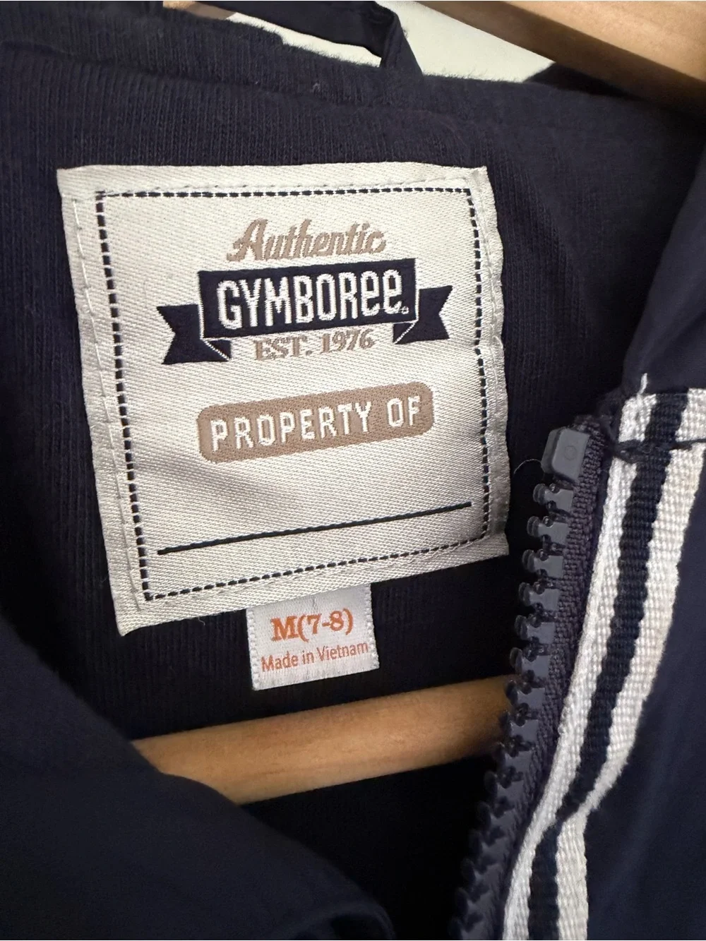 Gymboree Navy Hoodie with White Striped Zip Trim